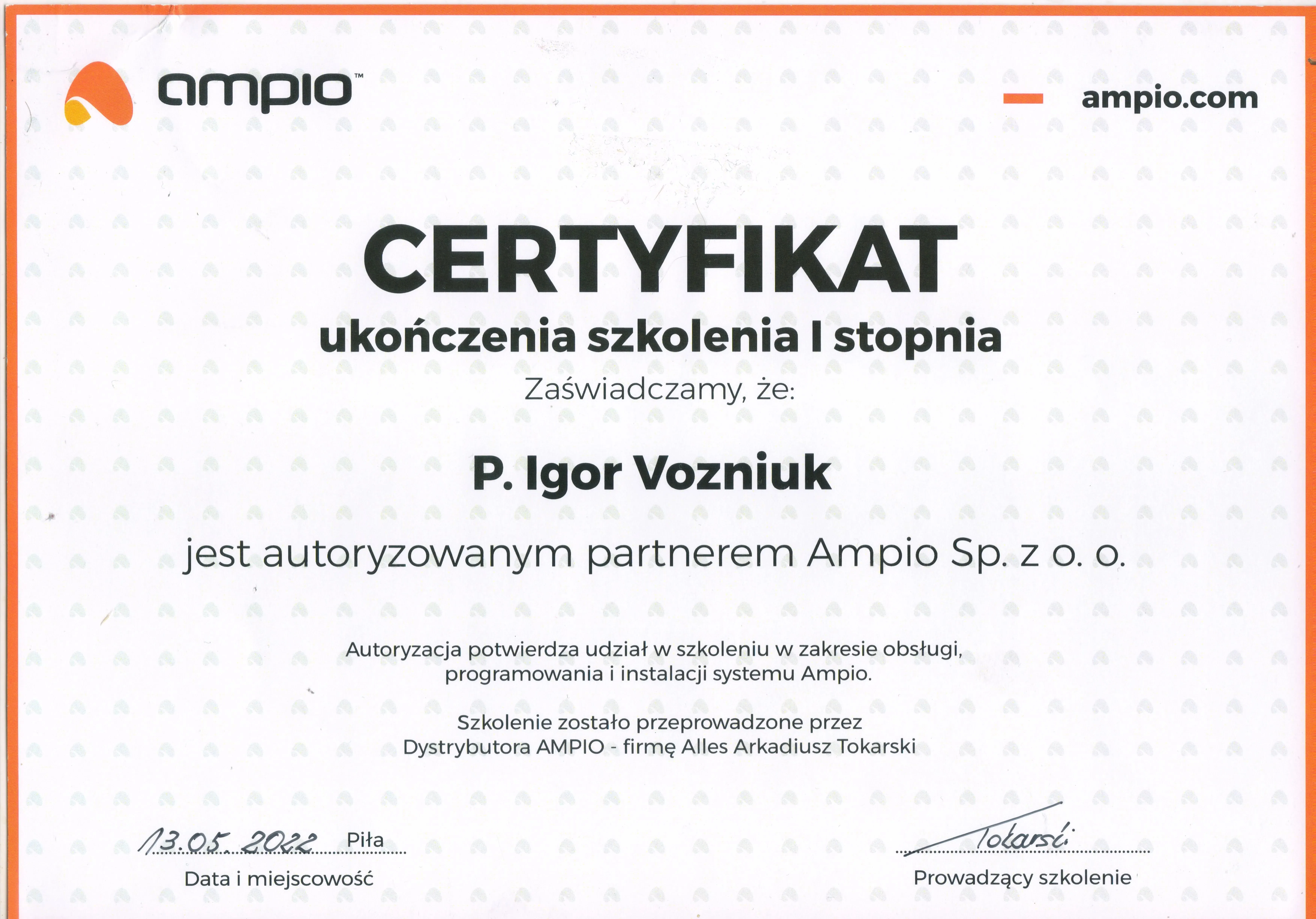 Certyfikat Ampio Partner
