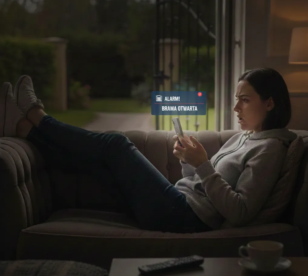 Powiadomienie o otwartej bramie garażowej na telefon