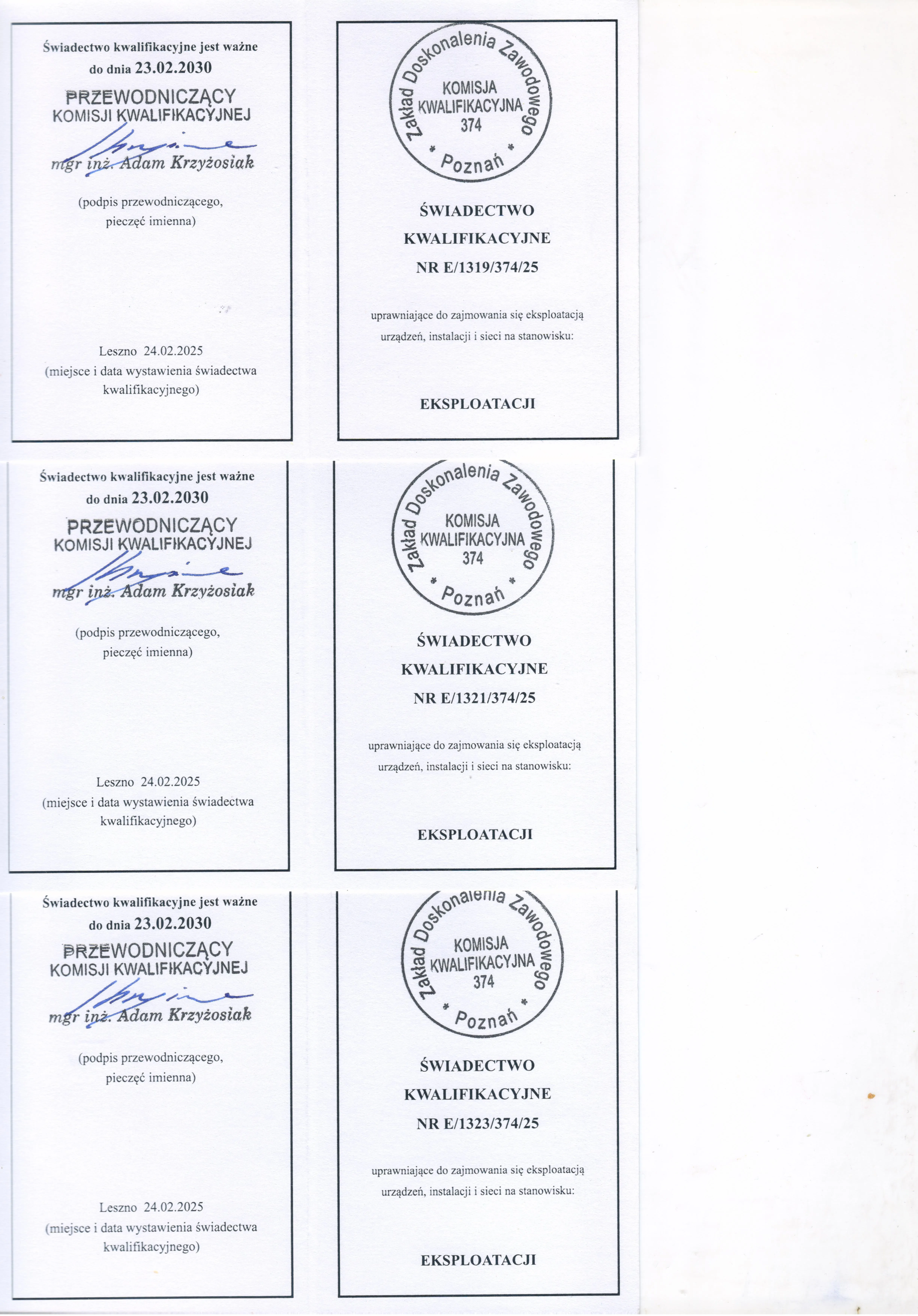 Uprawnienia SEP - eksploatacja